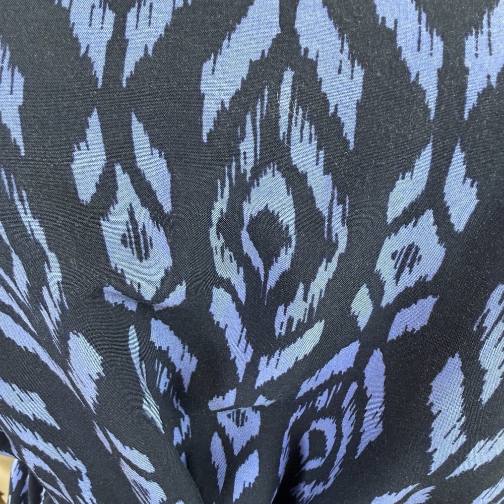 GAP Women's Blue Ikat Pattern Scoop Neck Sleeveless Tie Waist‎ Mini Dress Size M - Picture 5 of 8